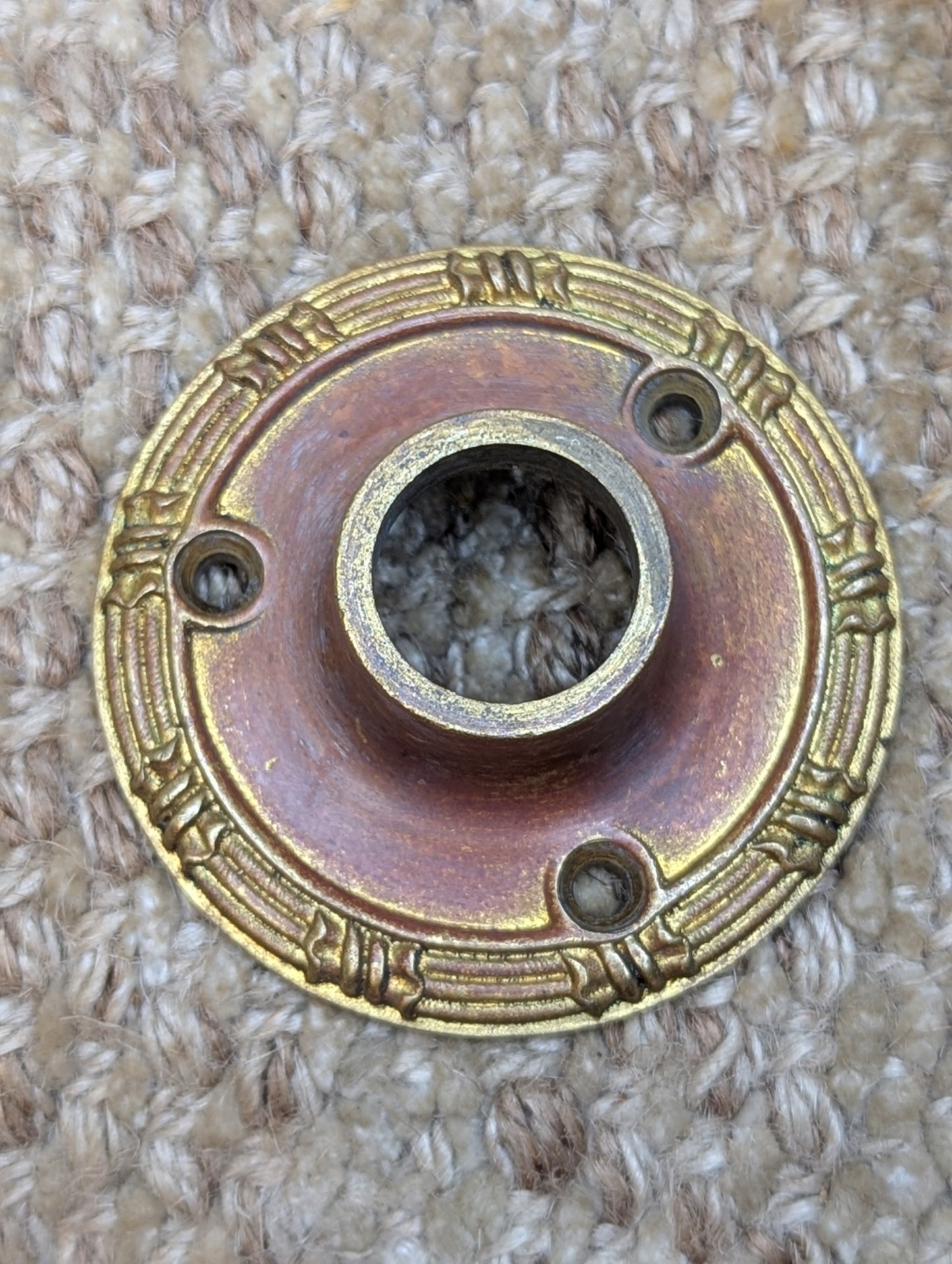 Antique Yale Cast Brass Oval Door Knob & Rosette Set Circa 1899