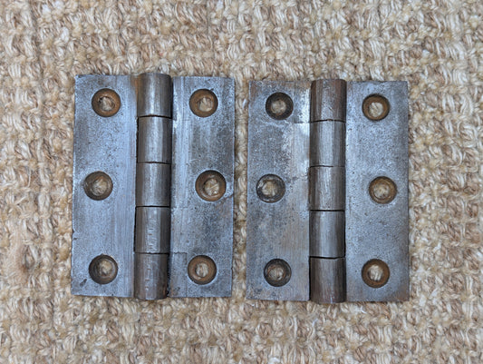 Pair 2 1/2" x 3 1/2" Antique Cast Iron Butt Hinges Door Hardware