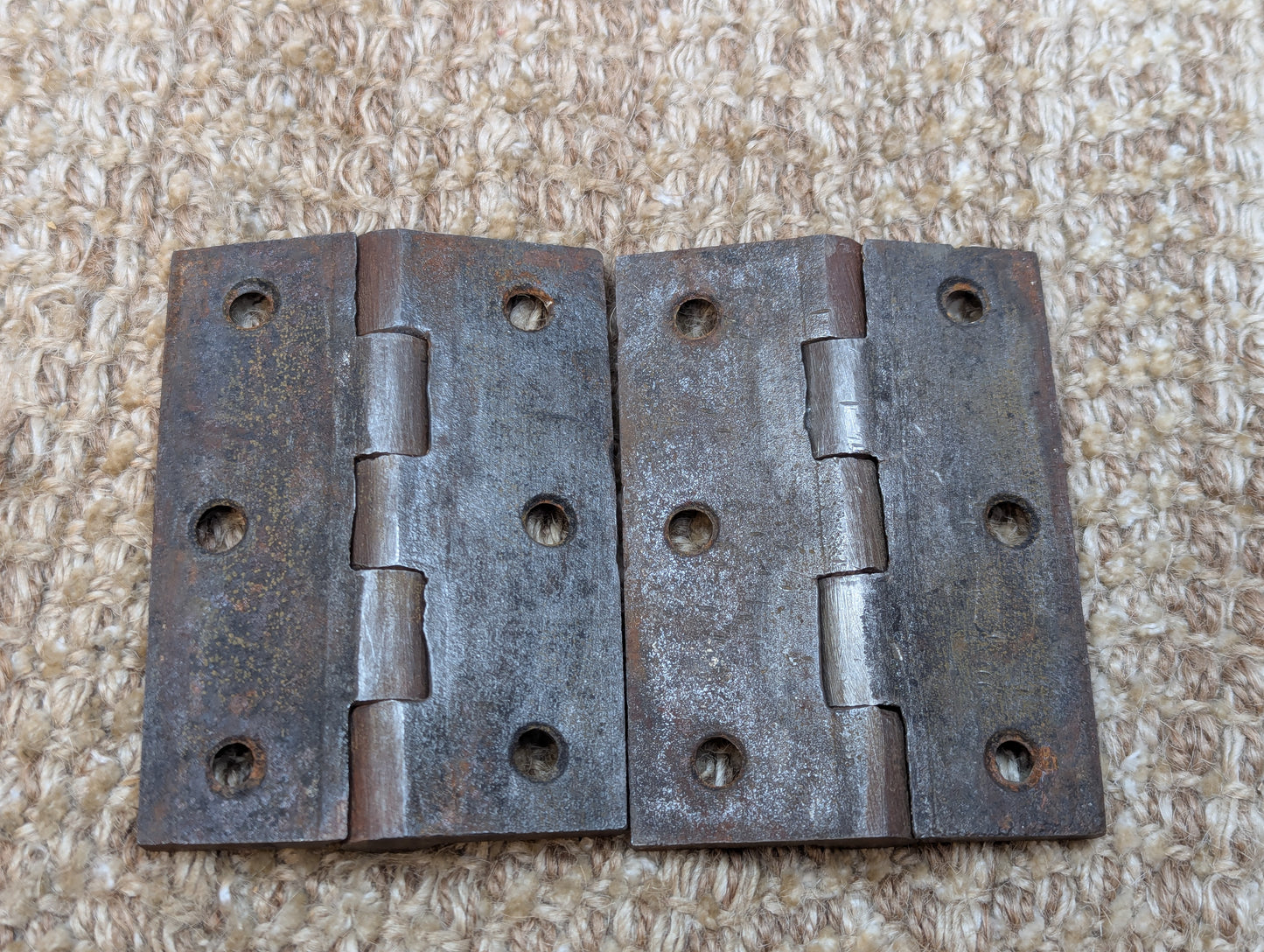 Pair 2 1/2" x 3 1/2" Antique Cast Iron Butt Hinges Door Hardware