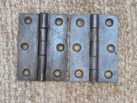 Pair 2 1/2" x 3 1/2" Antique Cast Iron Butt Hinges Door Hardware