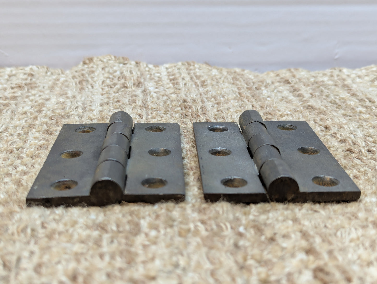 Pair 2 3/8" x 3 1/2" Antique Cast Iron Butt Hinges Door Hardware