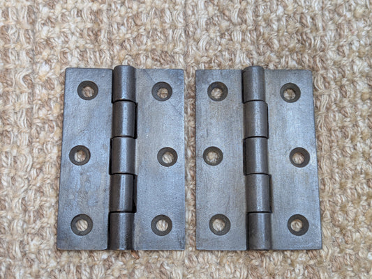 Pair 2 3/8" x 3 1/2" Antique Cast Iron Butt Hinges Door Hardware