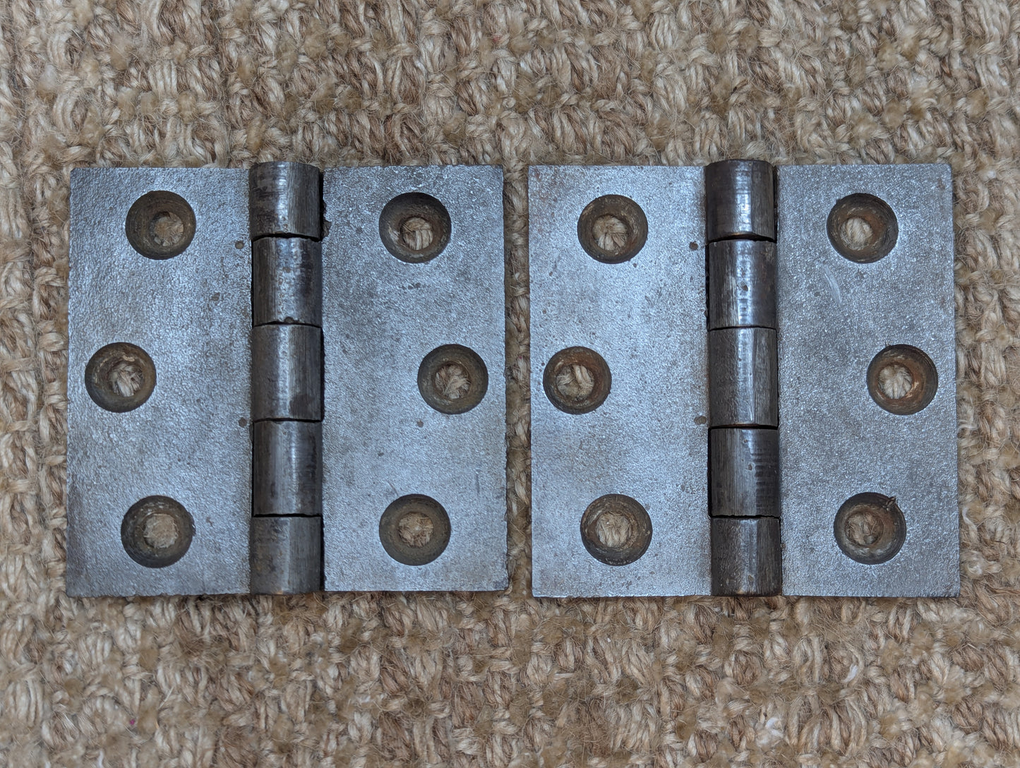 Pair 3" x 3" Antique Cast Iron Butt Hinges Door Hardware