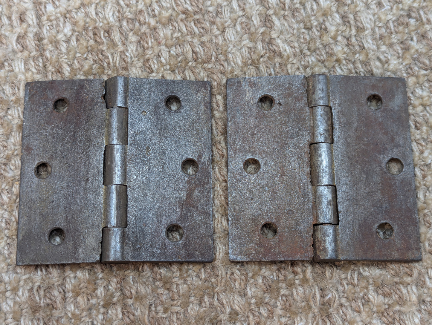 Pair 3" x 3" Antique Cast Iron Butt Hinges Door Hardware
