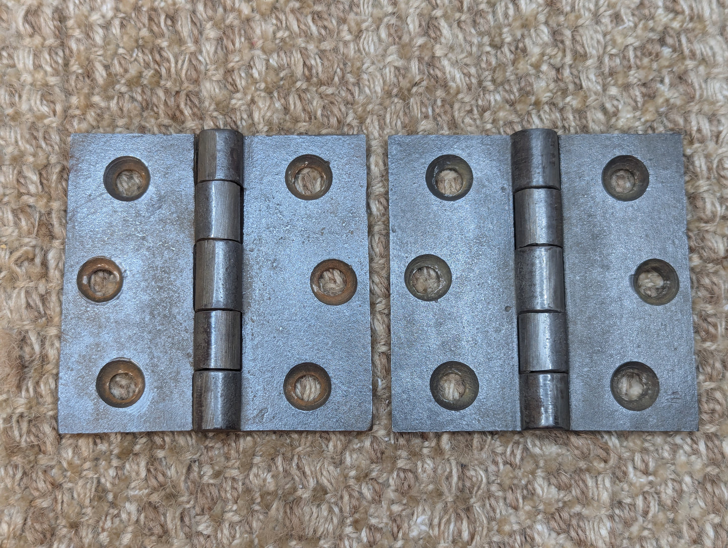 Pair 3" x 3" Antique Cast Iron Butt Hinges Door Hardware