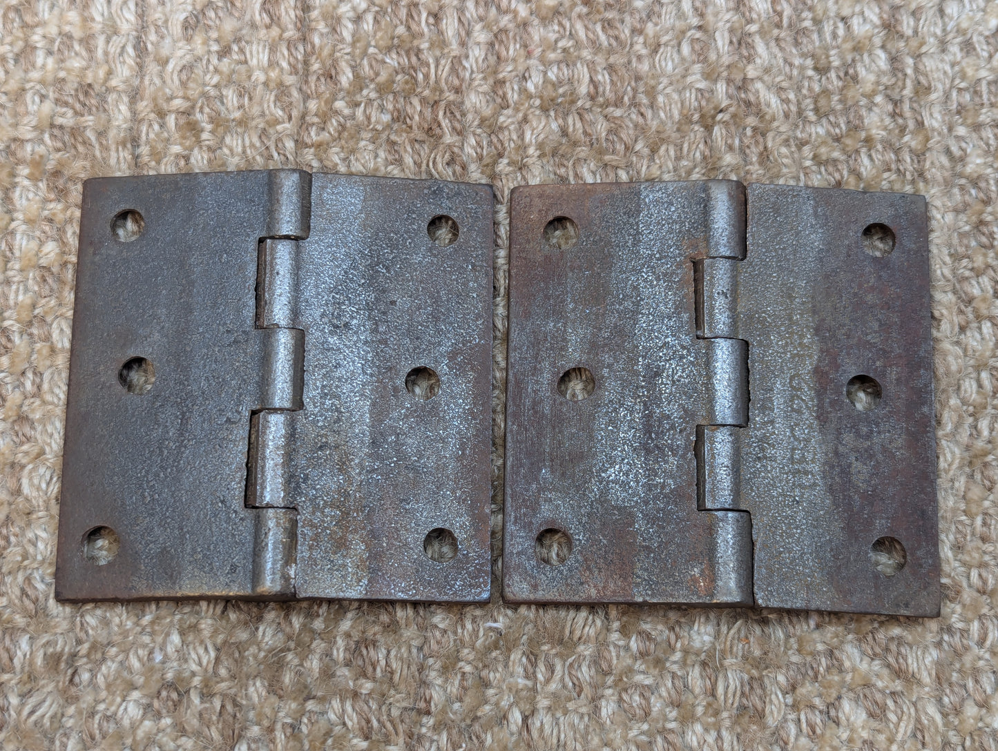Pair N-ENG BUTT CO 3 1/2" x 3 1/2" Antique Cast Iron Butt Hinges Door Hardware
