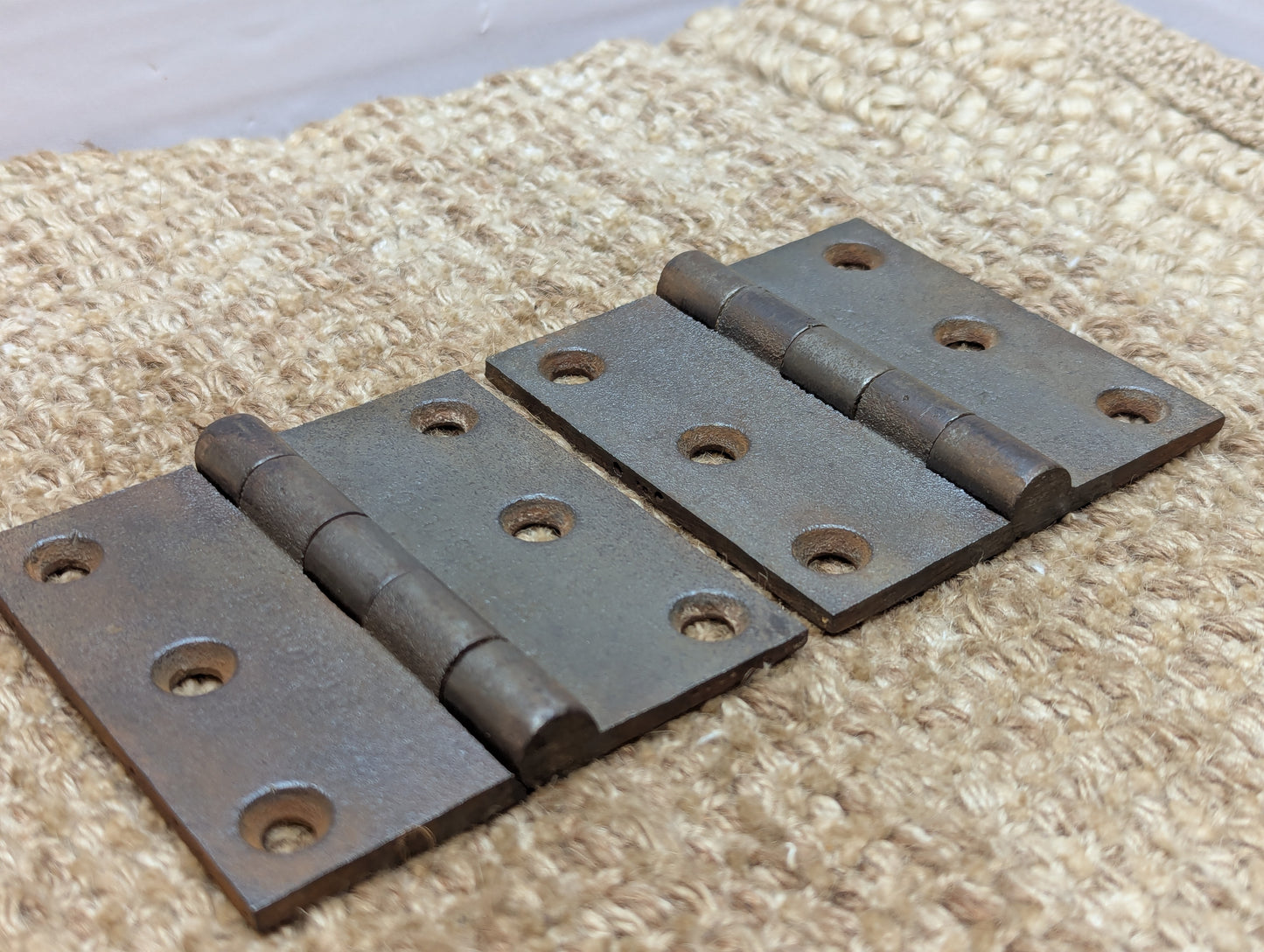 Pair N-ENG BUTT CO 3 1/2" x 3 1/2" Antique Cast Iron Butt Hinges Door Hardware