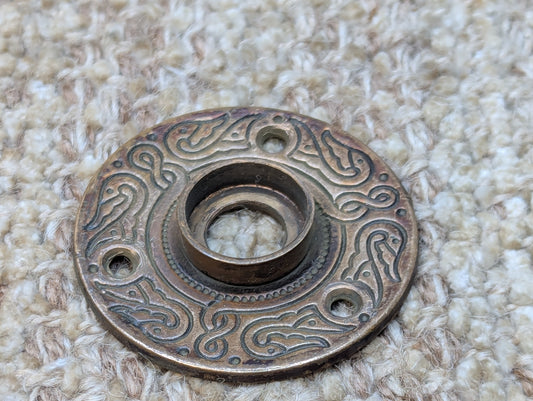 2 1/8" Antique Ornate Brass Rosette Escutcheon For Door Knob Door Hardware