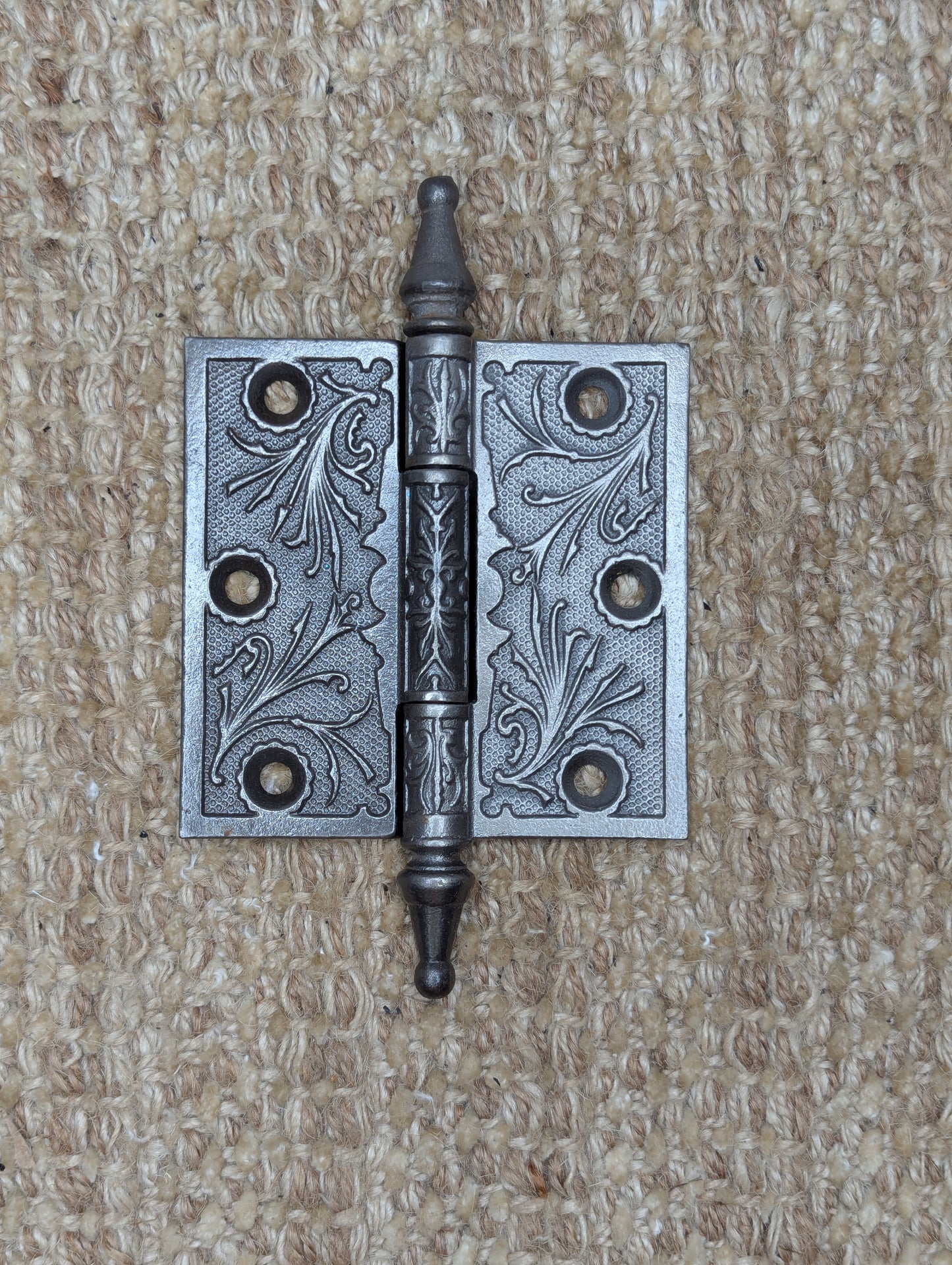 3 1/2" x 3 1/2" Antique Ornate Cast Iron Steeple Hinge