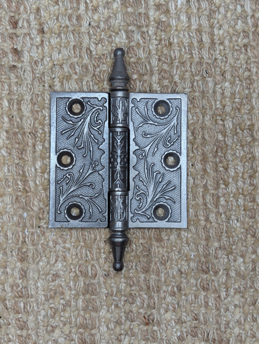 3 1/2" x 3 1/2" Antique Ornate Cast Iron Steeple Hinge