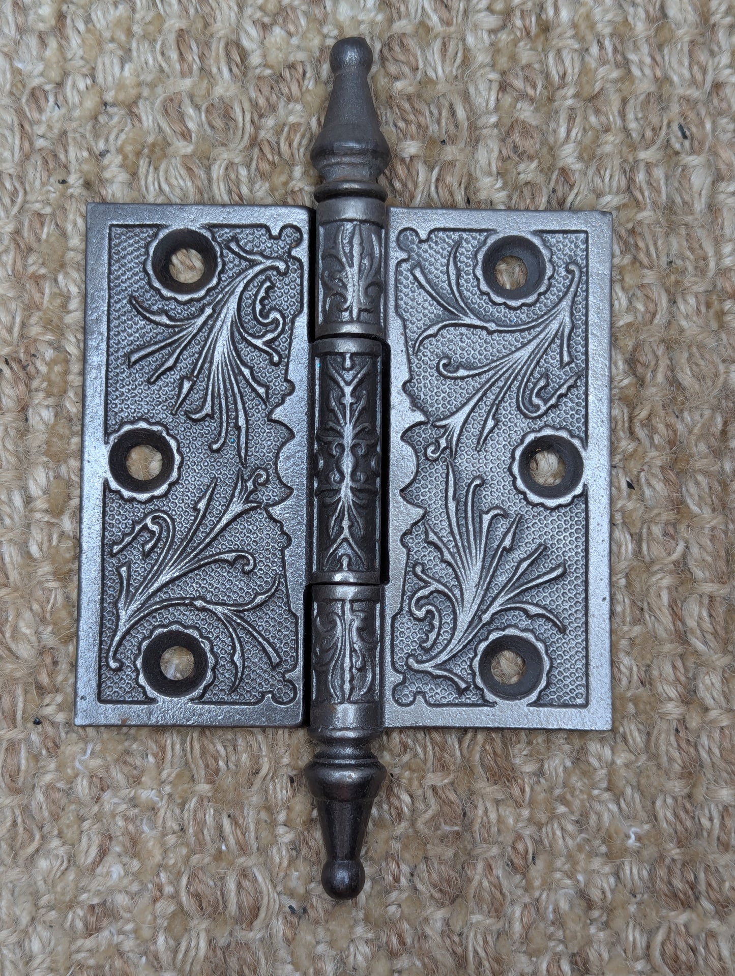 3 1/2" x 3 1/2" Antique Ornate Cast Iron Steeple Hinge