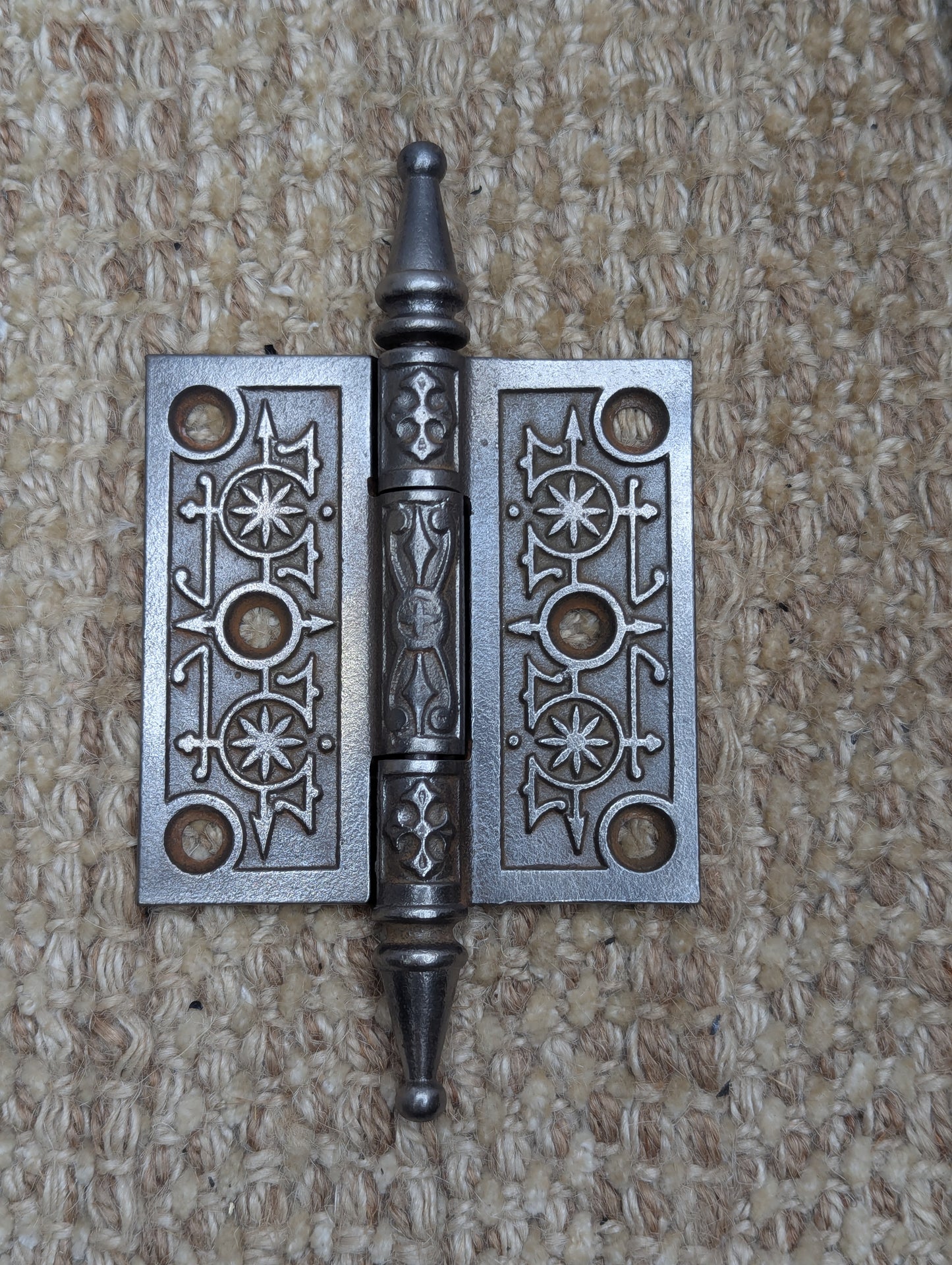 3" x 3" Antique Decorative Cast Iron Steeple Tip Hinge