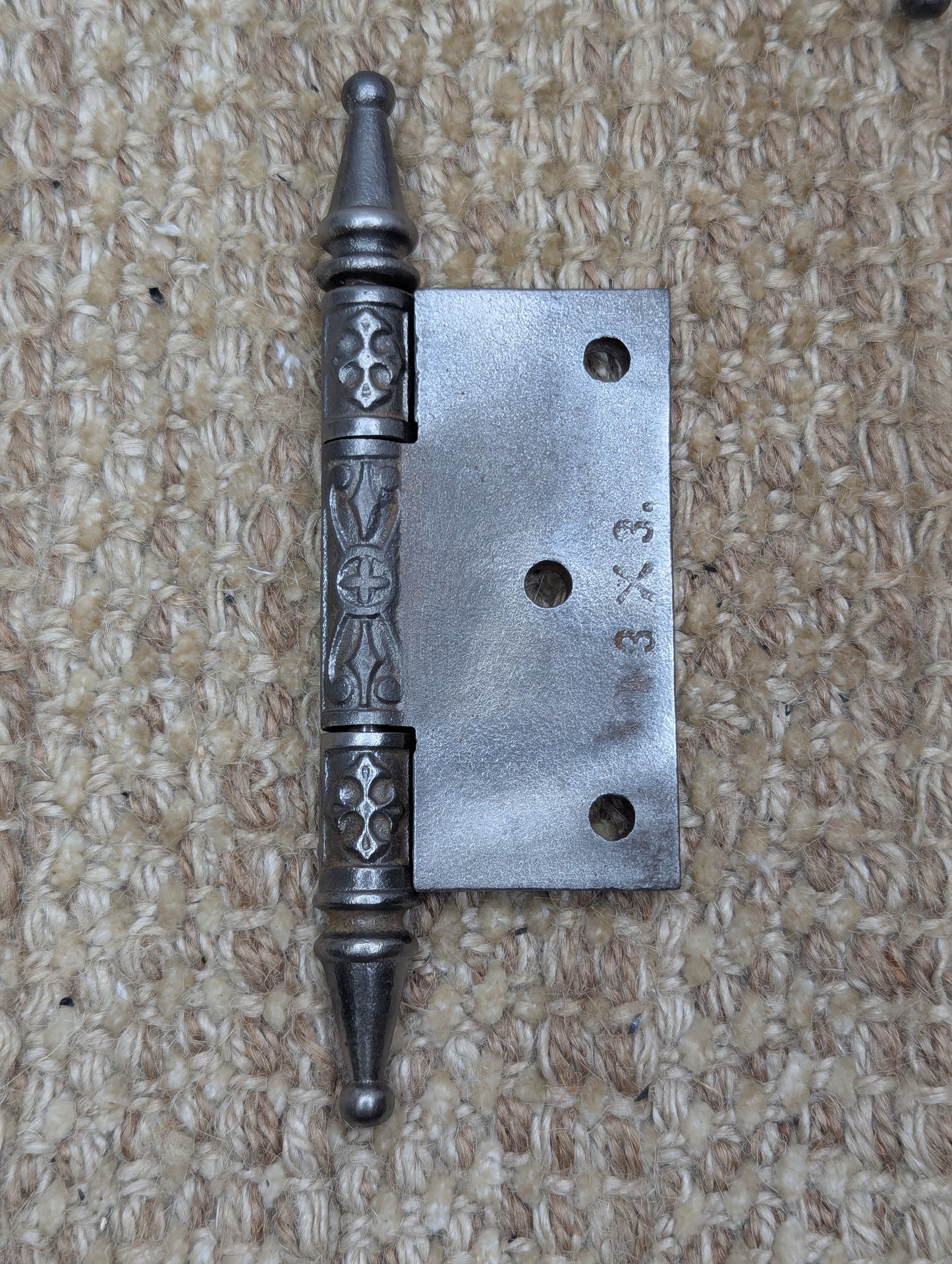 3" x 3" Antique Decorative Cast Iron Steeple Tip Hinge