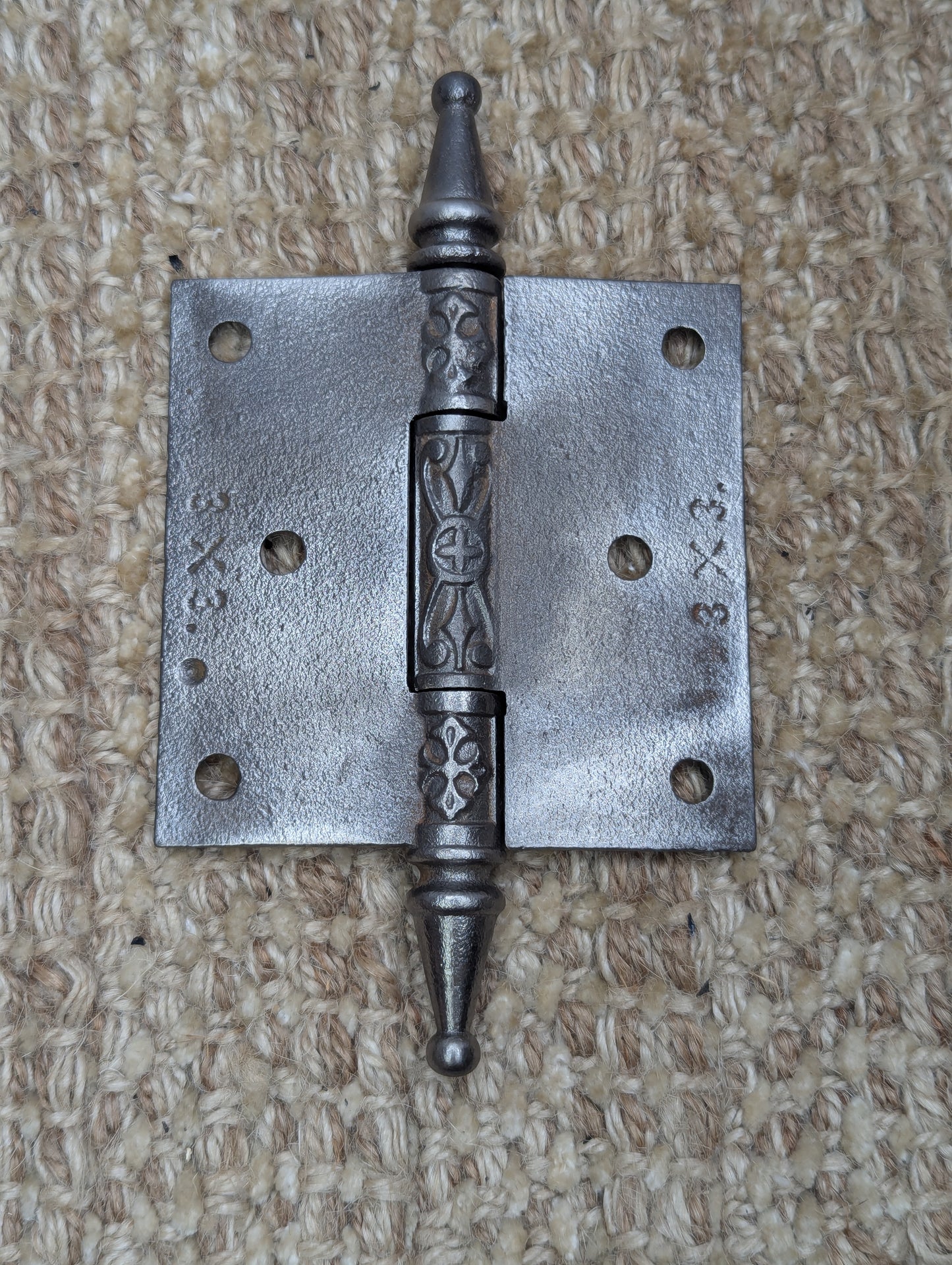 3" x 3" Antique Decorative Cast Iron Steeple Tip Hinge