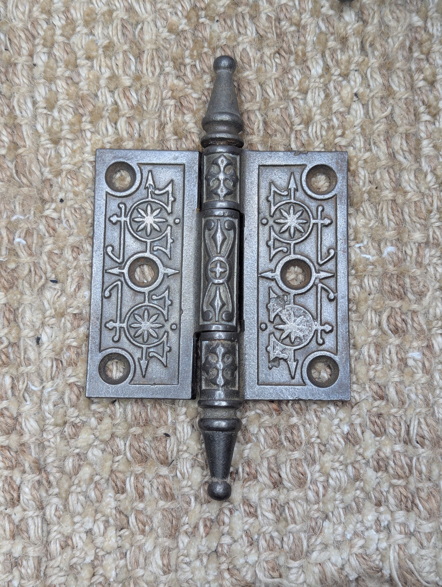 3" x 3" Antique Decorative Cast Iron Steeple Tip Hinge