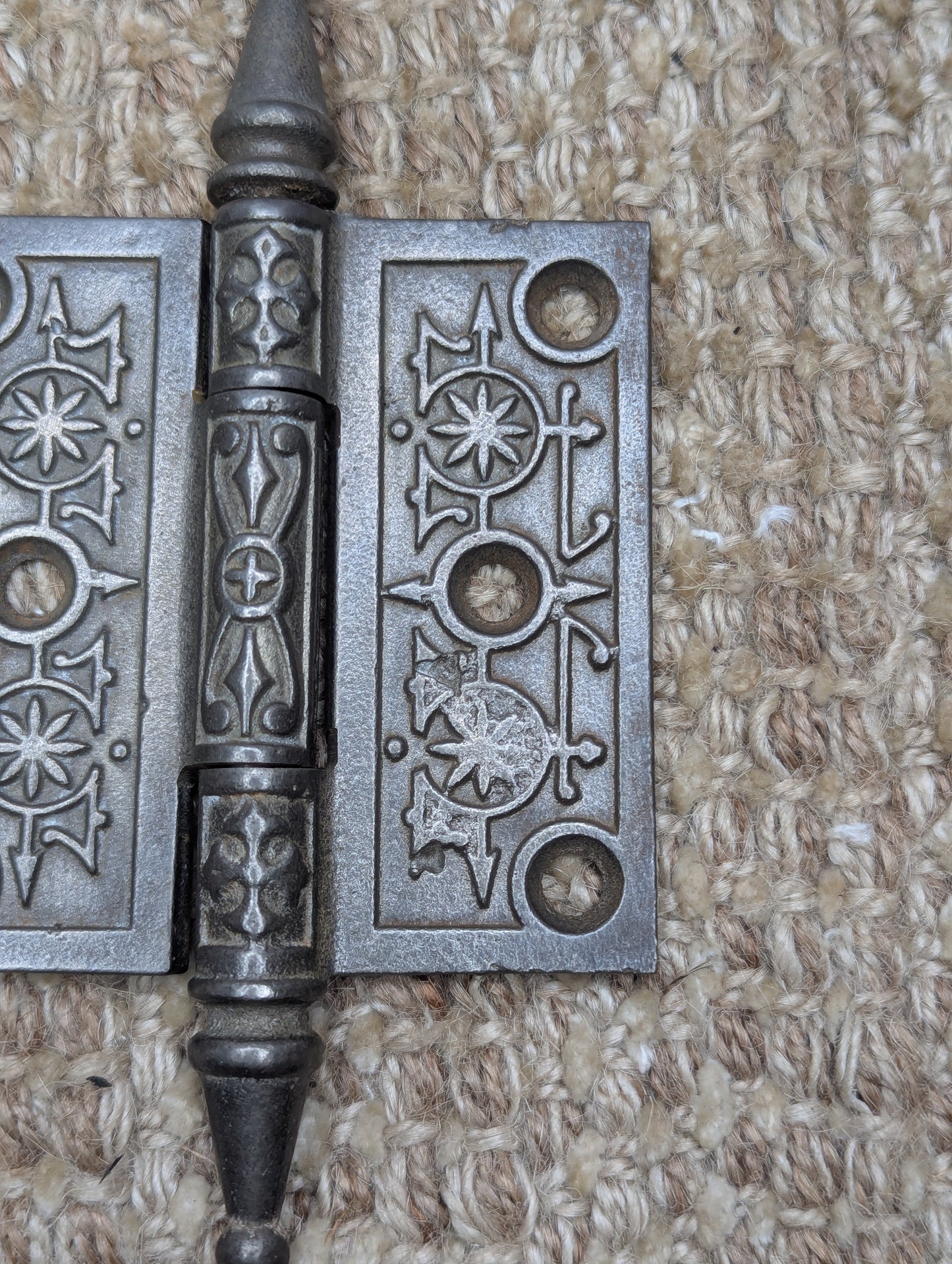 3" x 3" Antique Decorative Cast Iron Steeple Tip Hinge