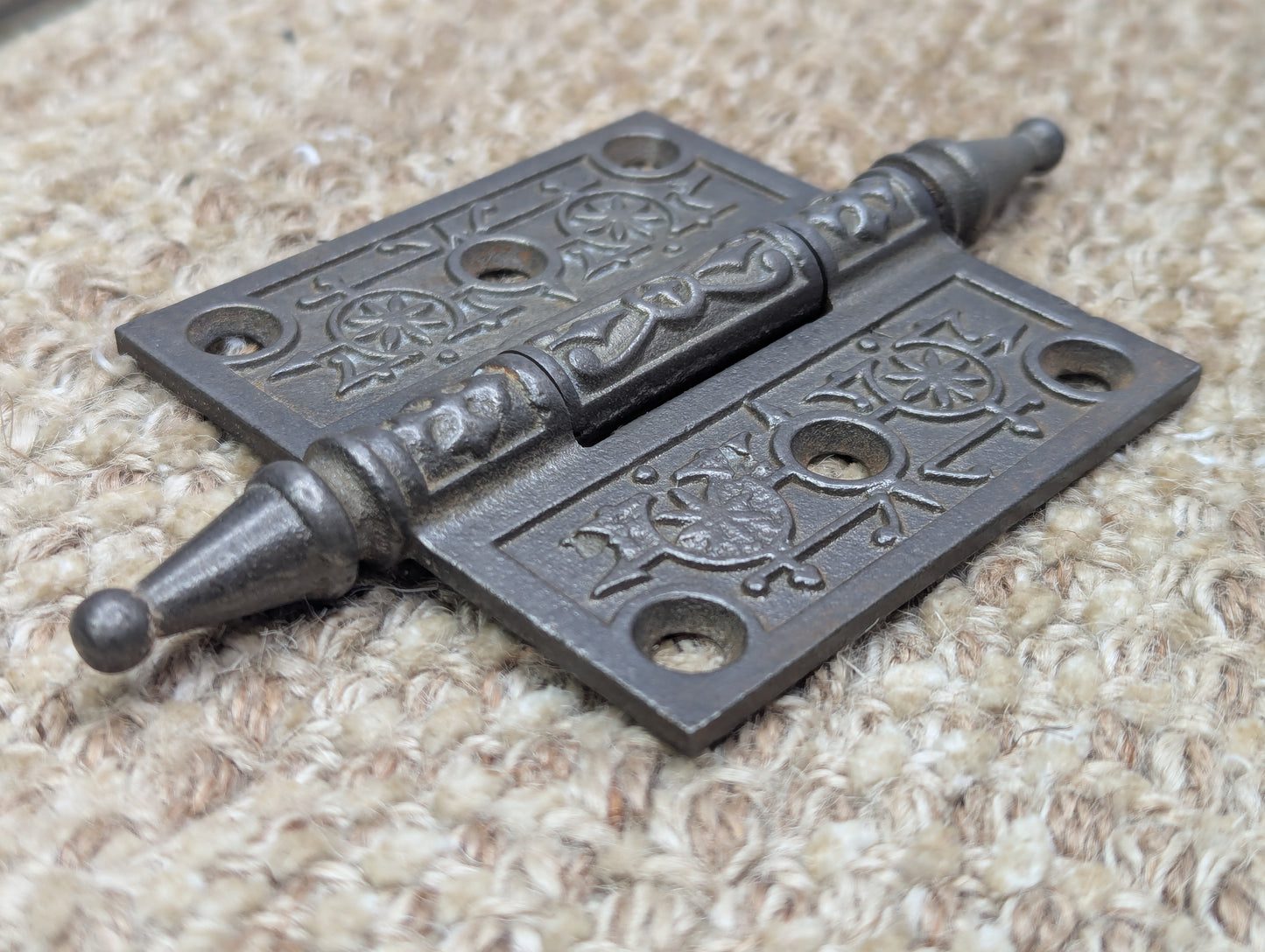 3" x 3" Antique Decorative Cast Iron Steeple Tip Hinge