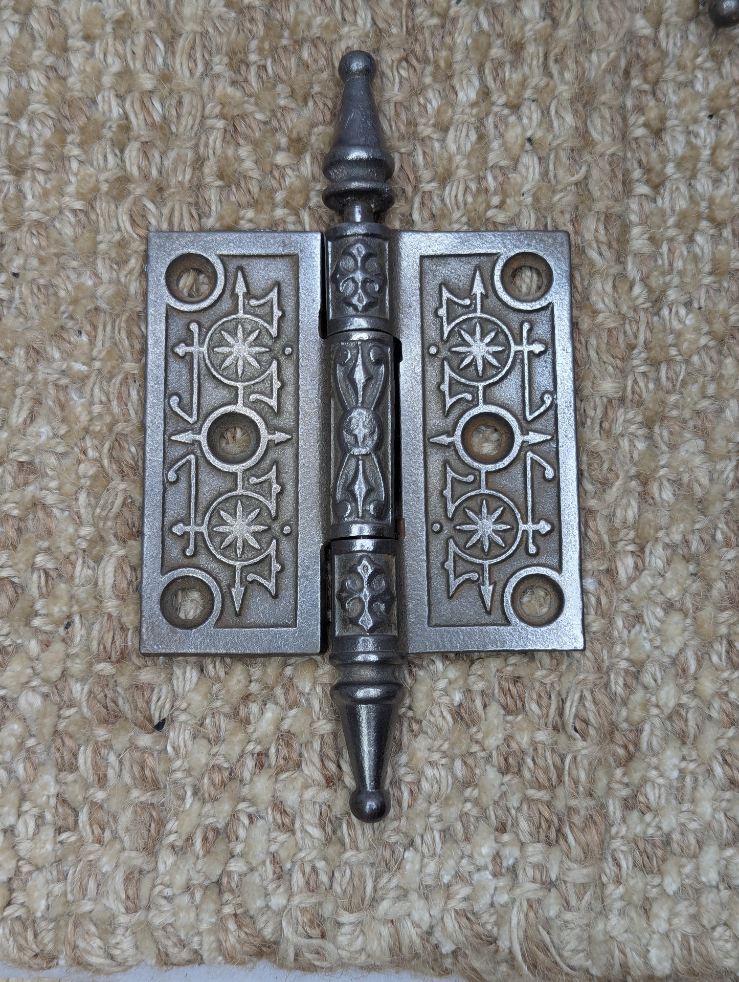 3" x 3" Antique Decorative Cast Iron Steeple Tip Hinge