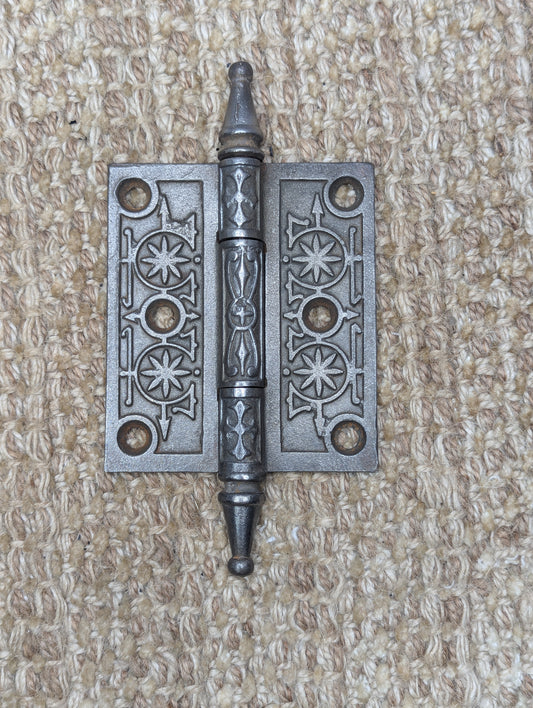 3" x 3 1/2" Antique Decorative Cast Iron Steeple Tip Hinge