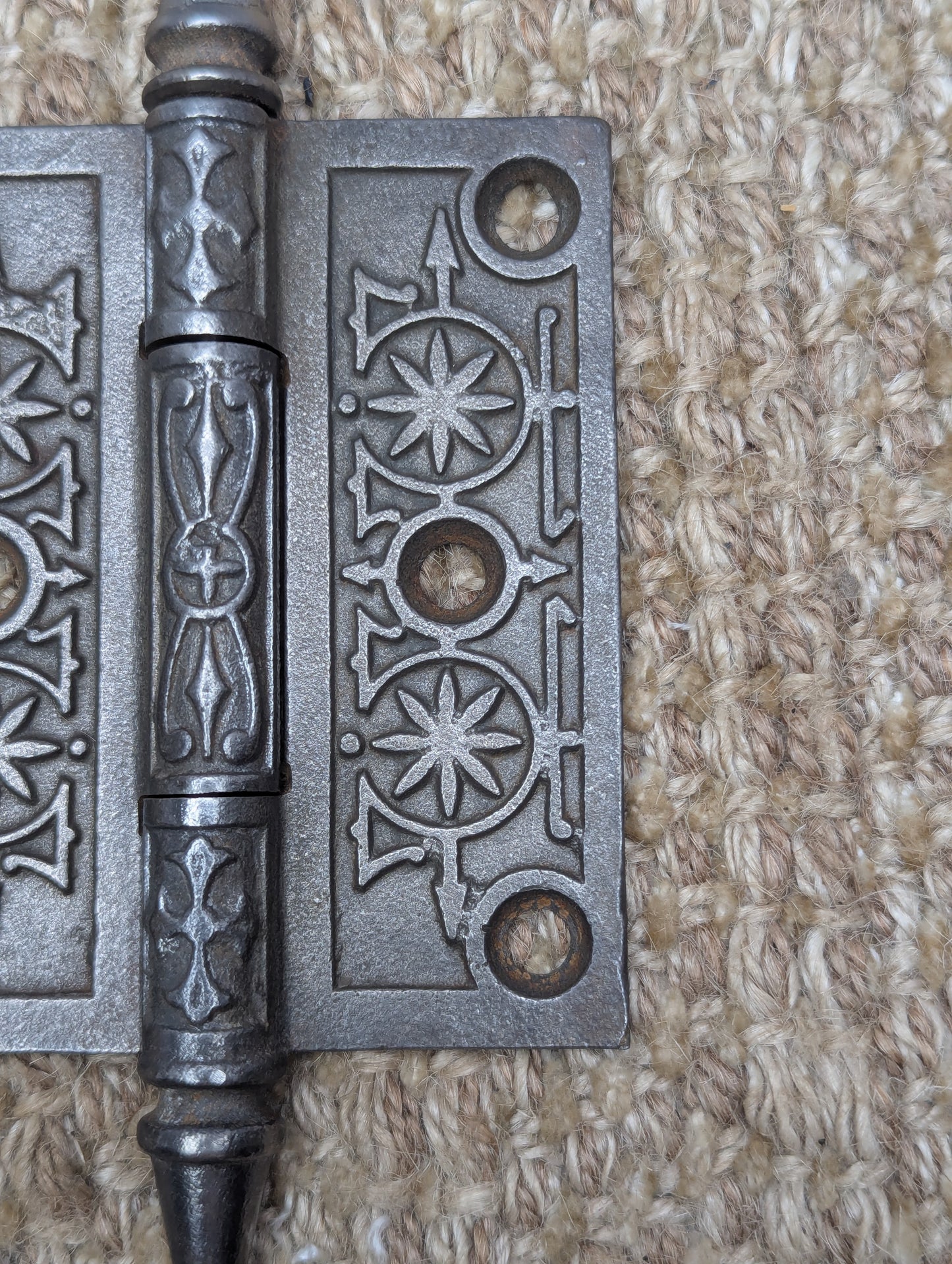 3" x 3 1/2" Antique Decorative Cast Iron Steeple Tip Hinge