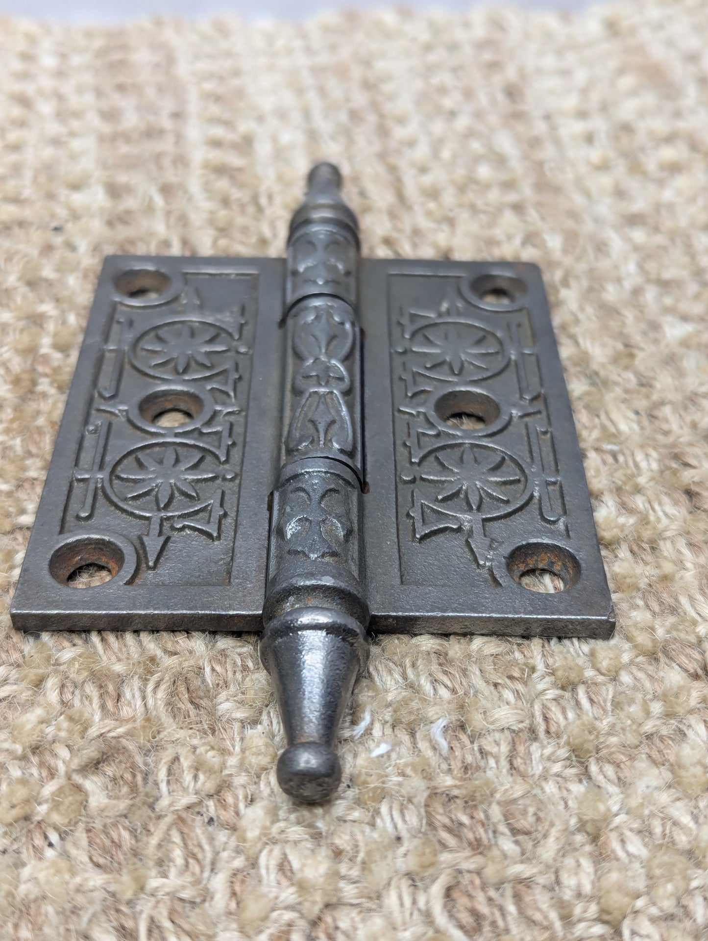 3" x 3 1/2" Antique Decorative Cast Iron Steeple Tip Hinge