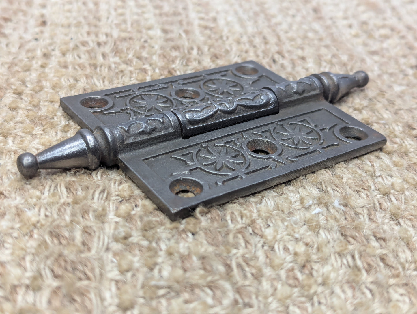 3" x 3 1/2" Antique Decorative Cast Iron Steeple Tip Hinge