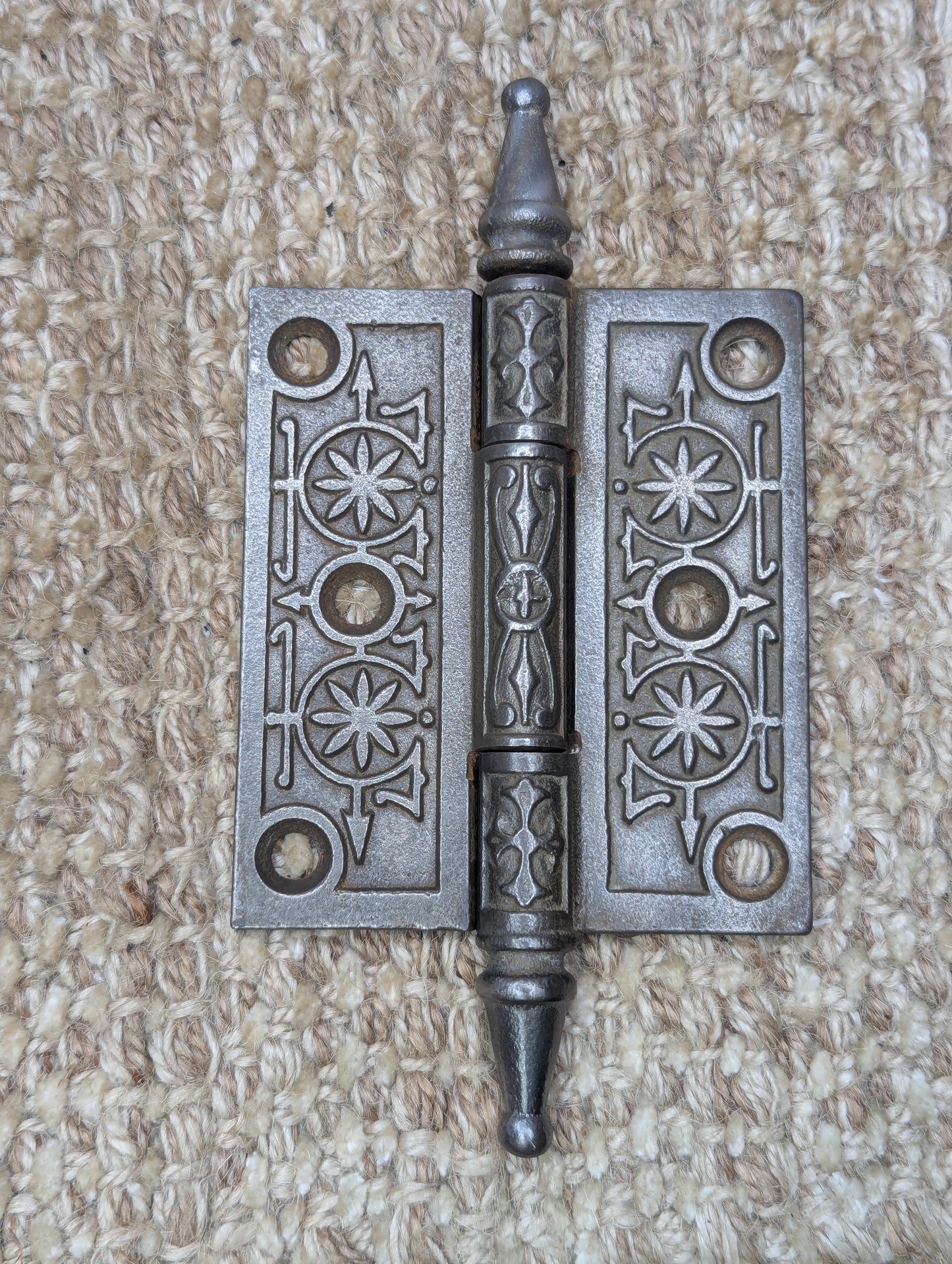 3" x 3 1/2" Antique Decorative Cast Iron Steeple Tip Hinge