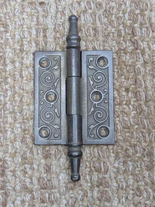 2 1/2" x 3" Antique Decorative Cast Iron Steeple Tip Hinge