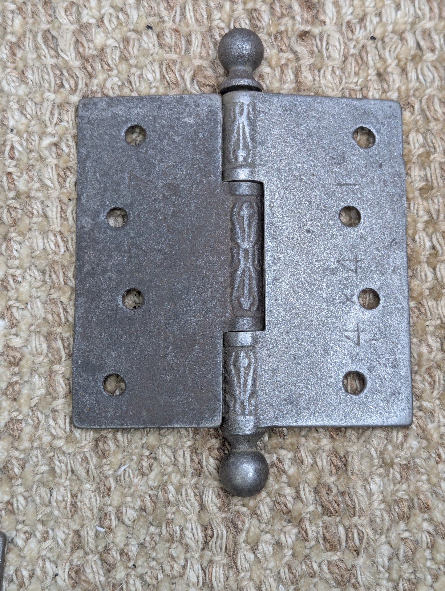 4" x 4" Antique Decorative Cast Iron Ball Tip The Clark MFG CO Hinge
