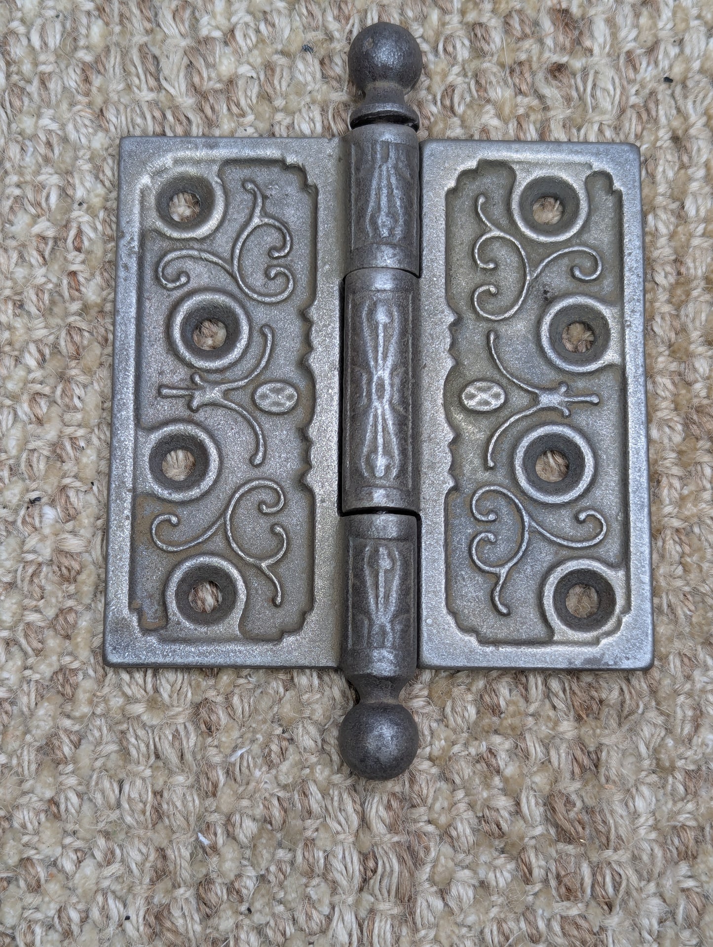 4" x 4" Antique Decorative Cast Iron Ball Tip The Clark MFG CO Hinge