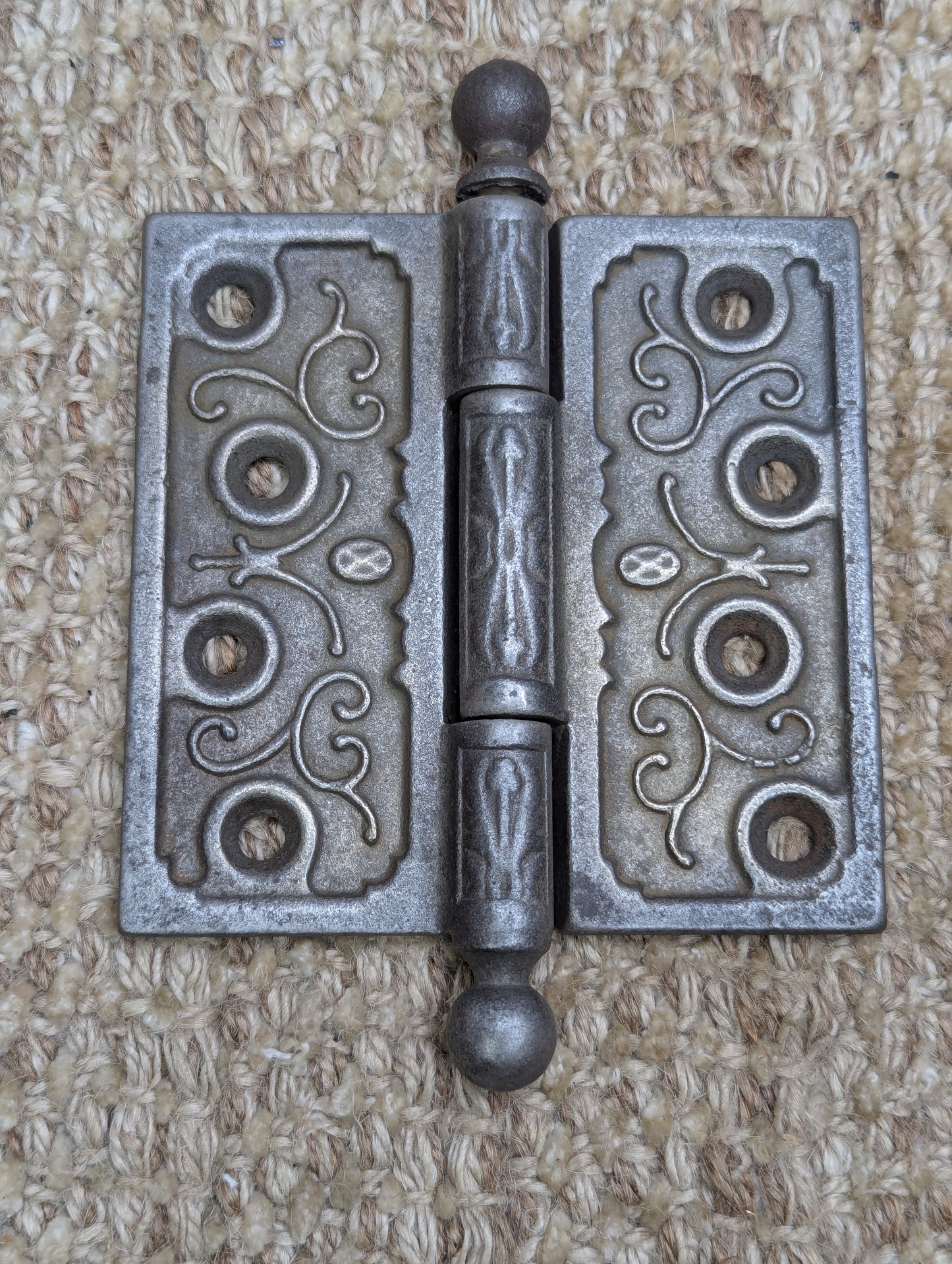 4" x 4" Antique Decorative Cast Iron Ball Tip The Clark MFG CO Hinge