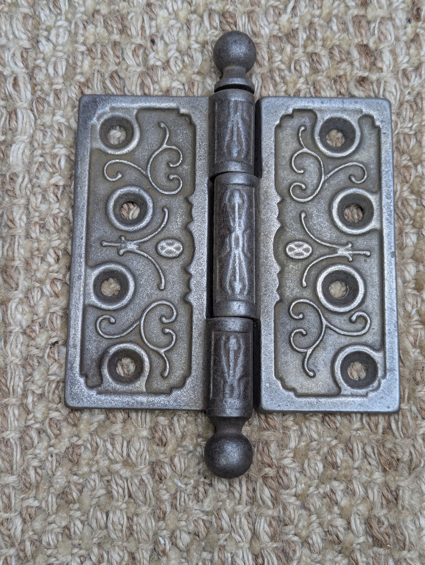 4" x 4" Antique Decorative Cast Iron Ball Tip The Clark MFG CO Hinge