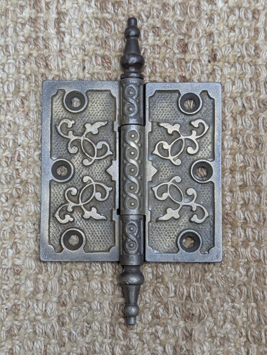 4" x 4" Antique Decorative Cast Iron Steeple Tip Hinge