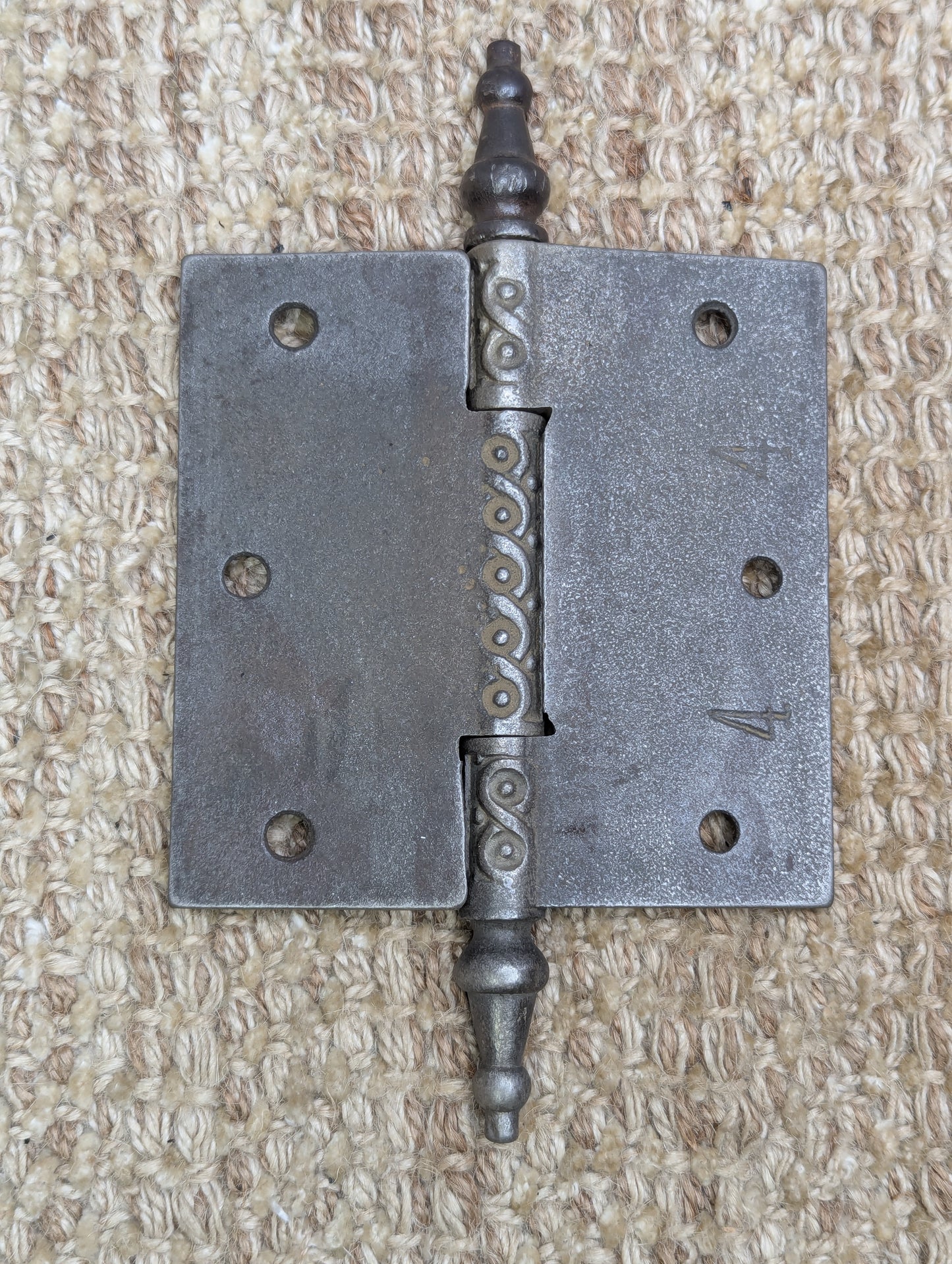4" x 4" Antique Decorative Cast Iron Steeple Tip Hinge