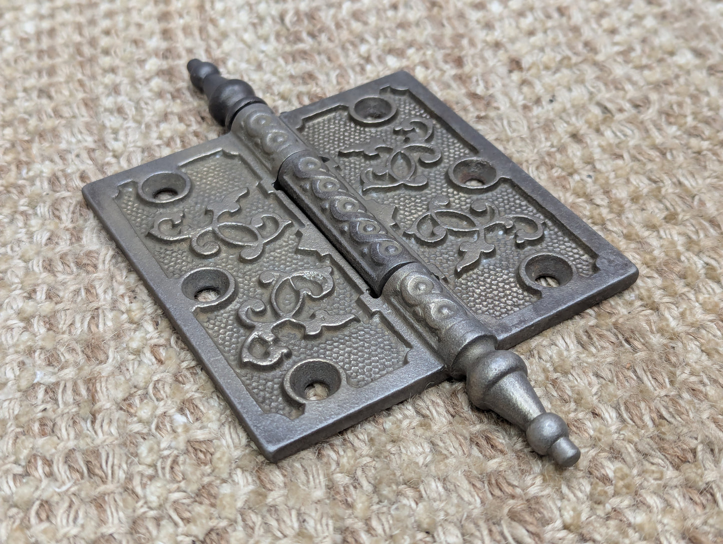 4" x 4" Antique Decorative Cast Iron Steeple Tip Hinge