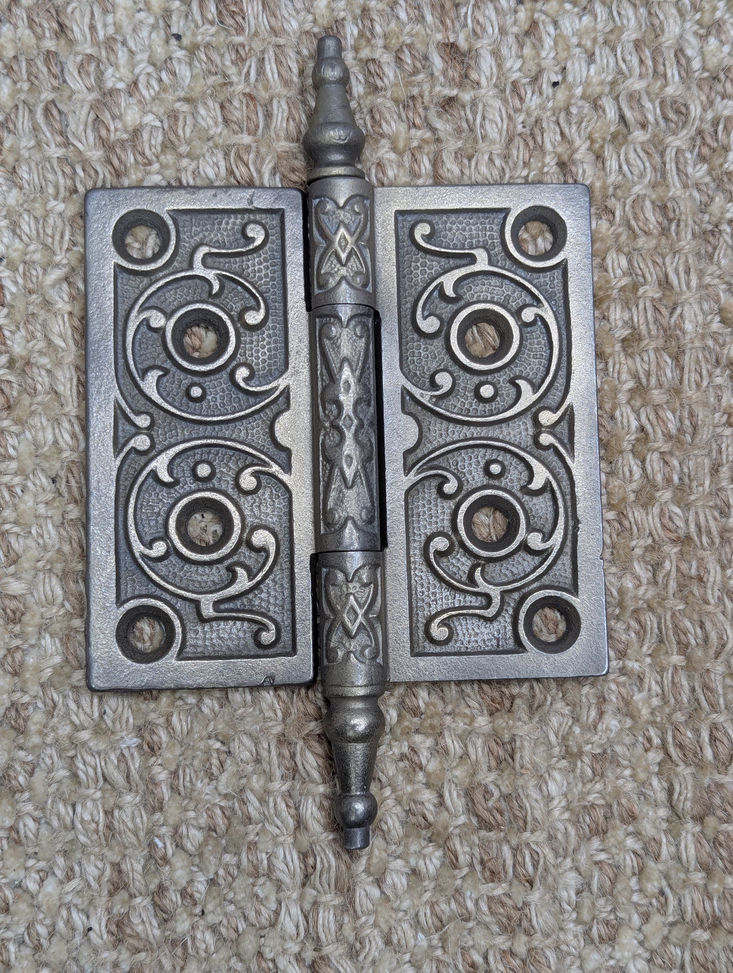 4" x 4" Antique Ornate Cast Iron Steeple Hinge