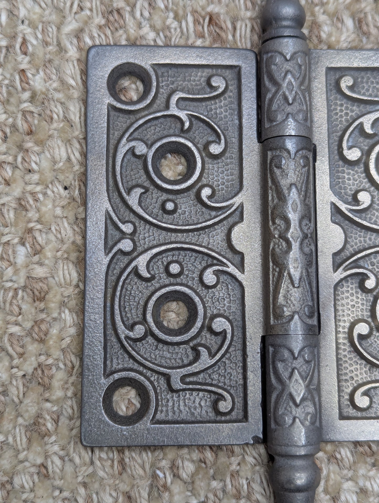 4" x 4" Antique Ornate Cast Iron Steeple Hinge