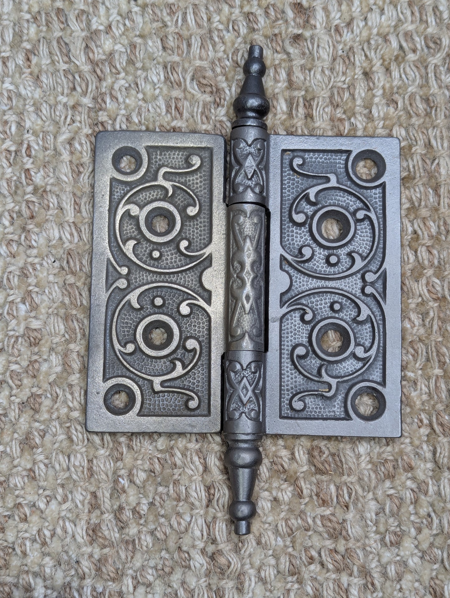 4" x 4" Antique Ornate Cast Iron Steeple Hinge