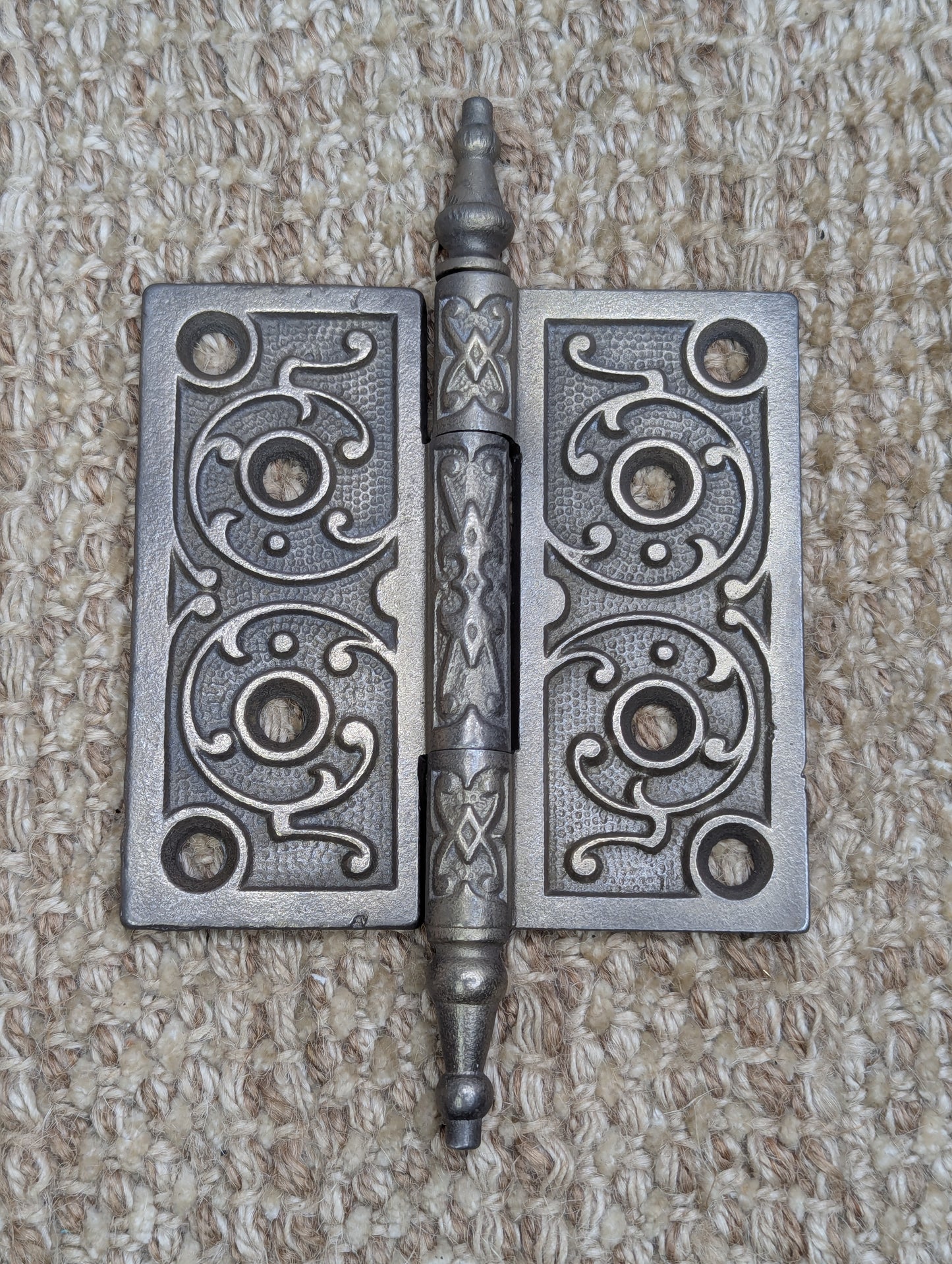 4" x 4" Antique Ornate Cast Iron Steeple Hinge