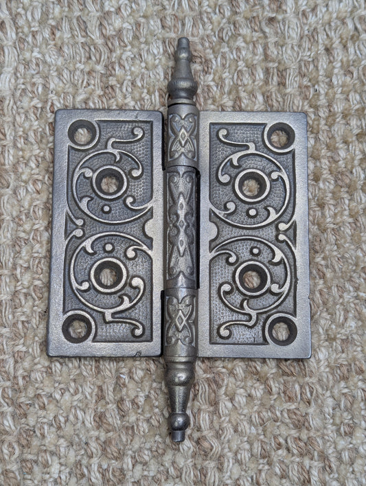 4" x 4" Antique Ornate Cast Iron Steeple Hinge