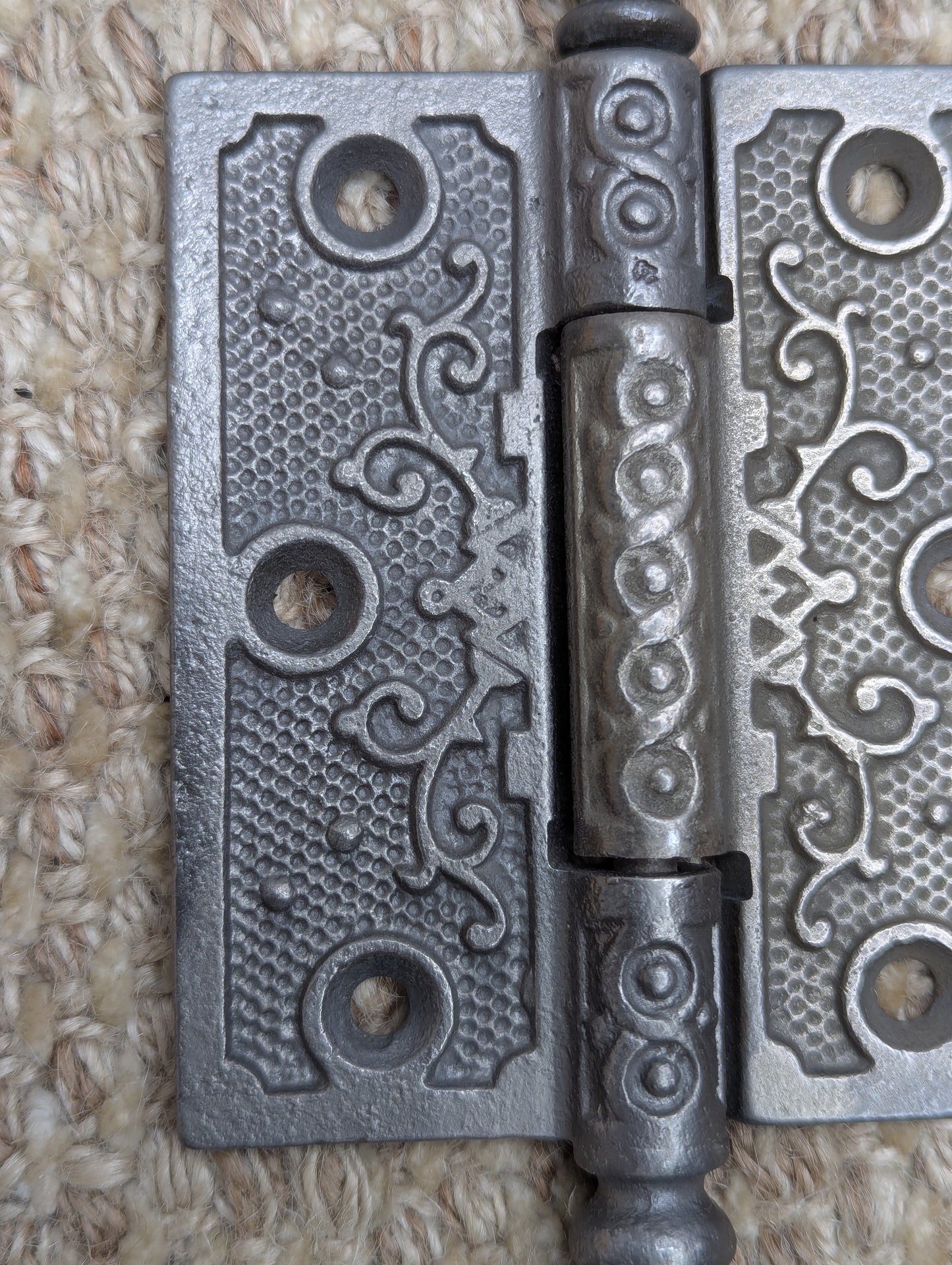 3" x 3 1/2" Antique Decorative Cast Iron Steeple Tip Hinge