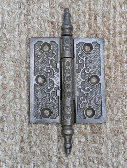 3" x 3 1/2" Antique Decorative Cast Iron Steeple Tip Hinge
