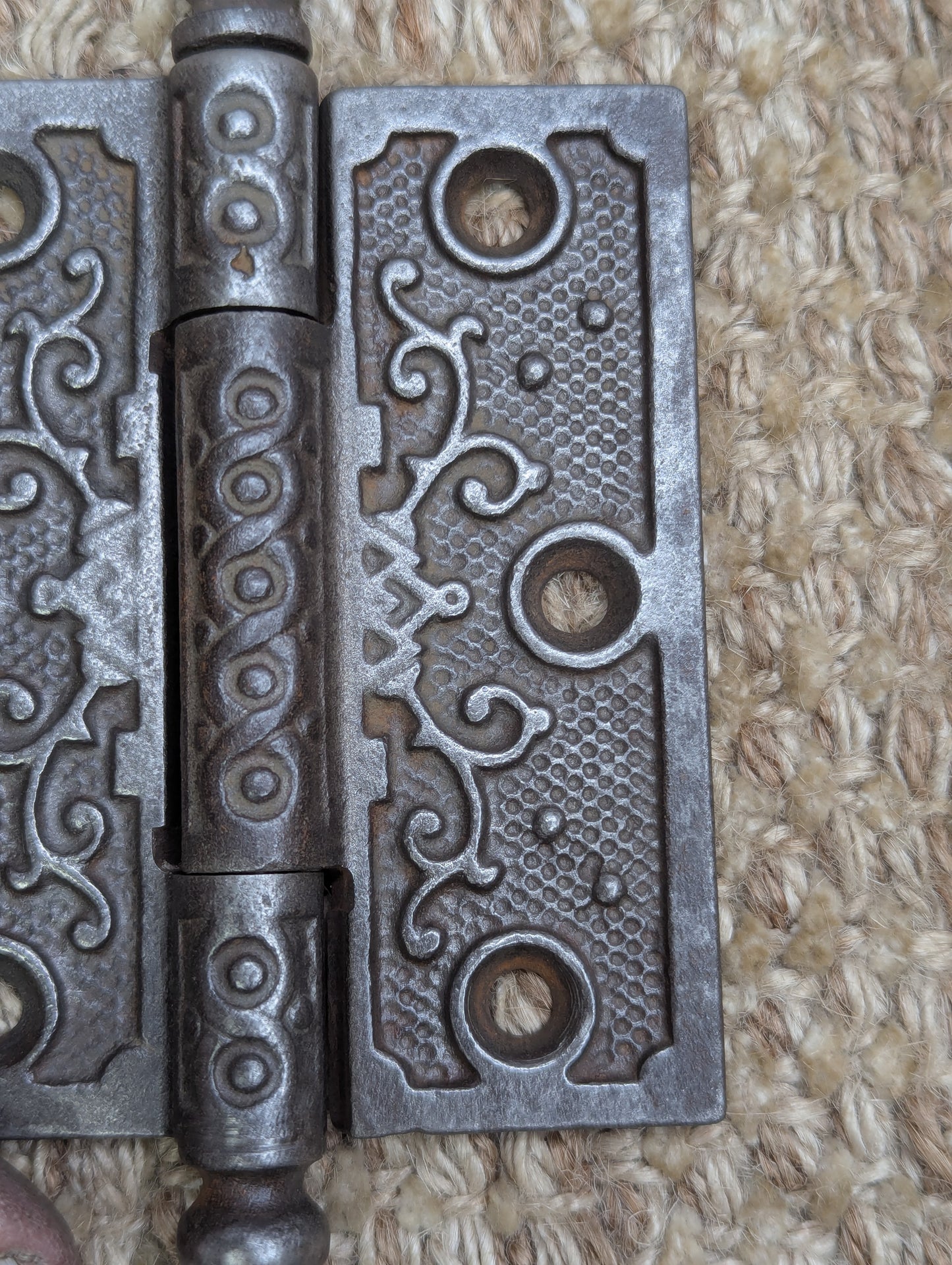 3" x 3 1/2" Antique Decorative Cast Iron Steeple Tip Hinge