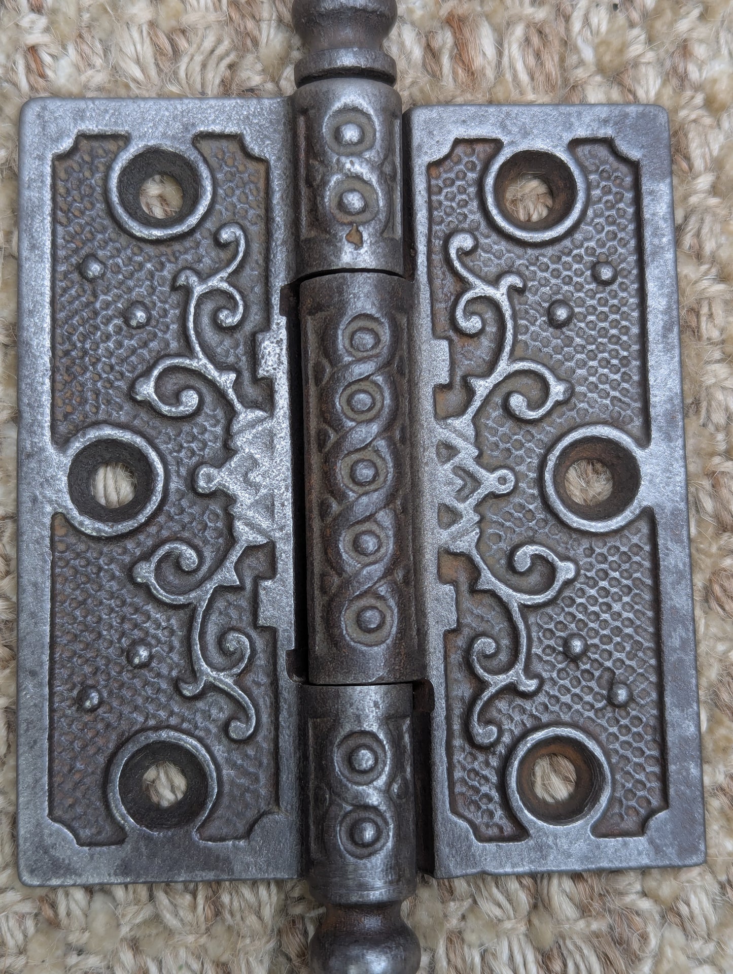 3" x 3 1/2" Antique Decorative Cast Iron Steeple Tip Hinge