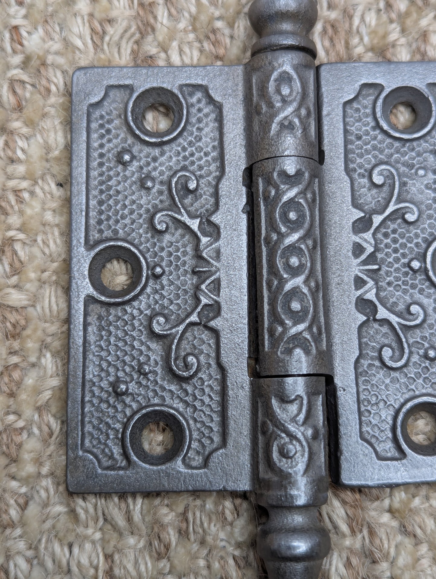 3" x 3" Antique Decorative Cast Iron Steeple Tip Hinge