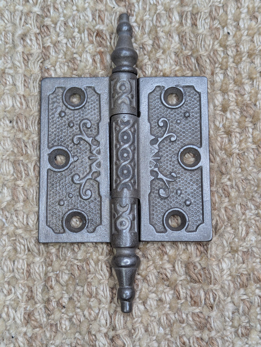 3" x 3" Antique Decorative Cast Iron Steeple Tip Hinge