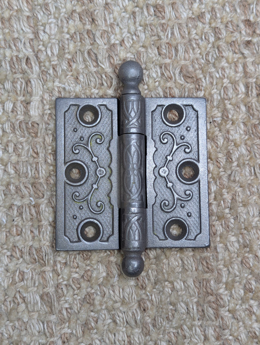 3" x 3" Antique Ornate Cast Iron Ball Tip Hinge
