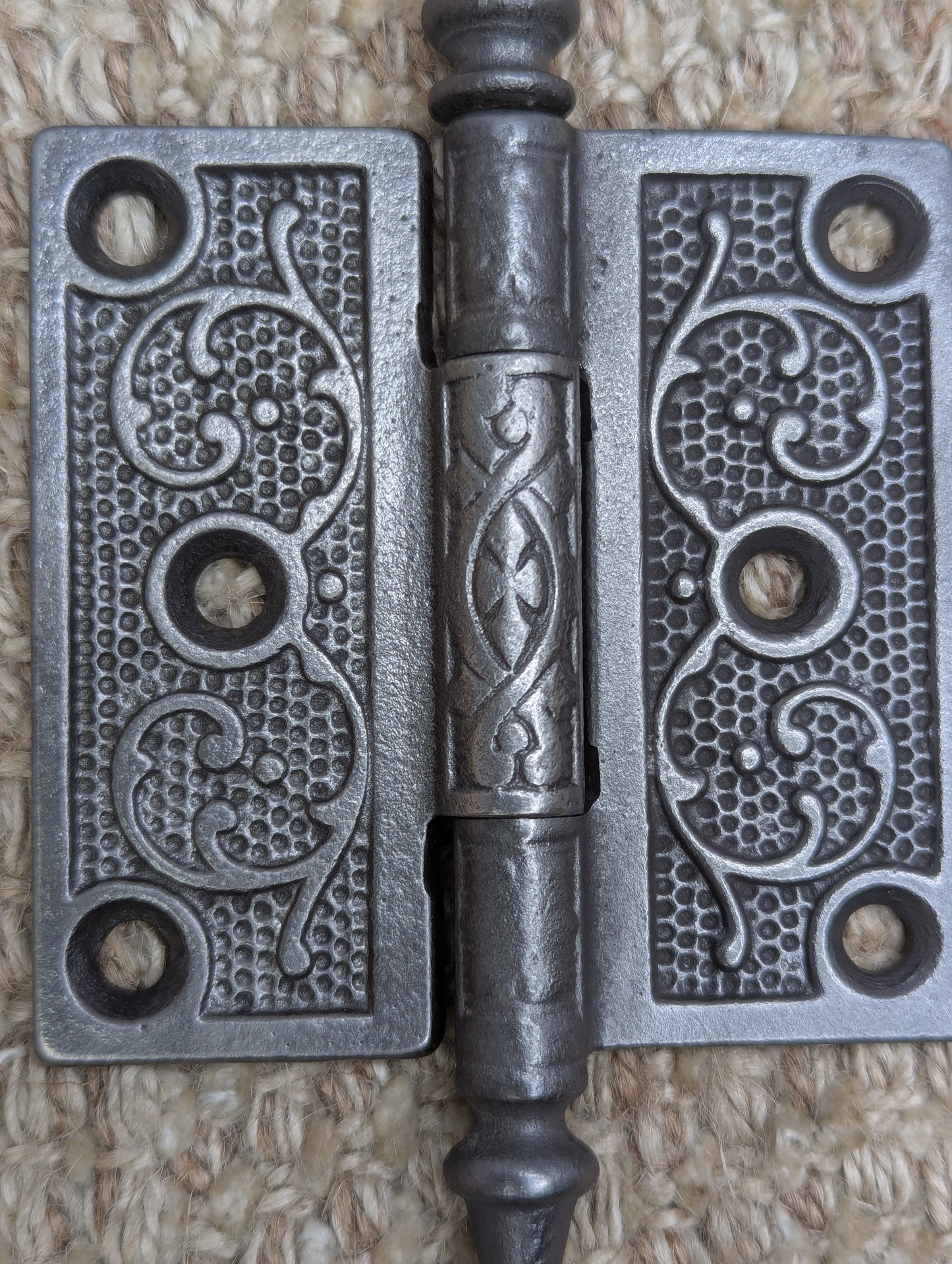 3" x 3" Antique Decorative Cast Iron Steeple Tip Hinge