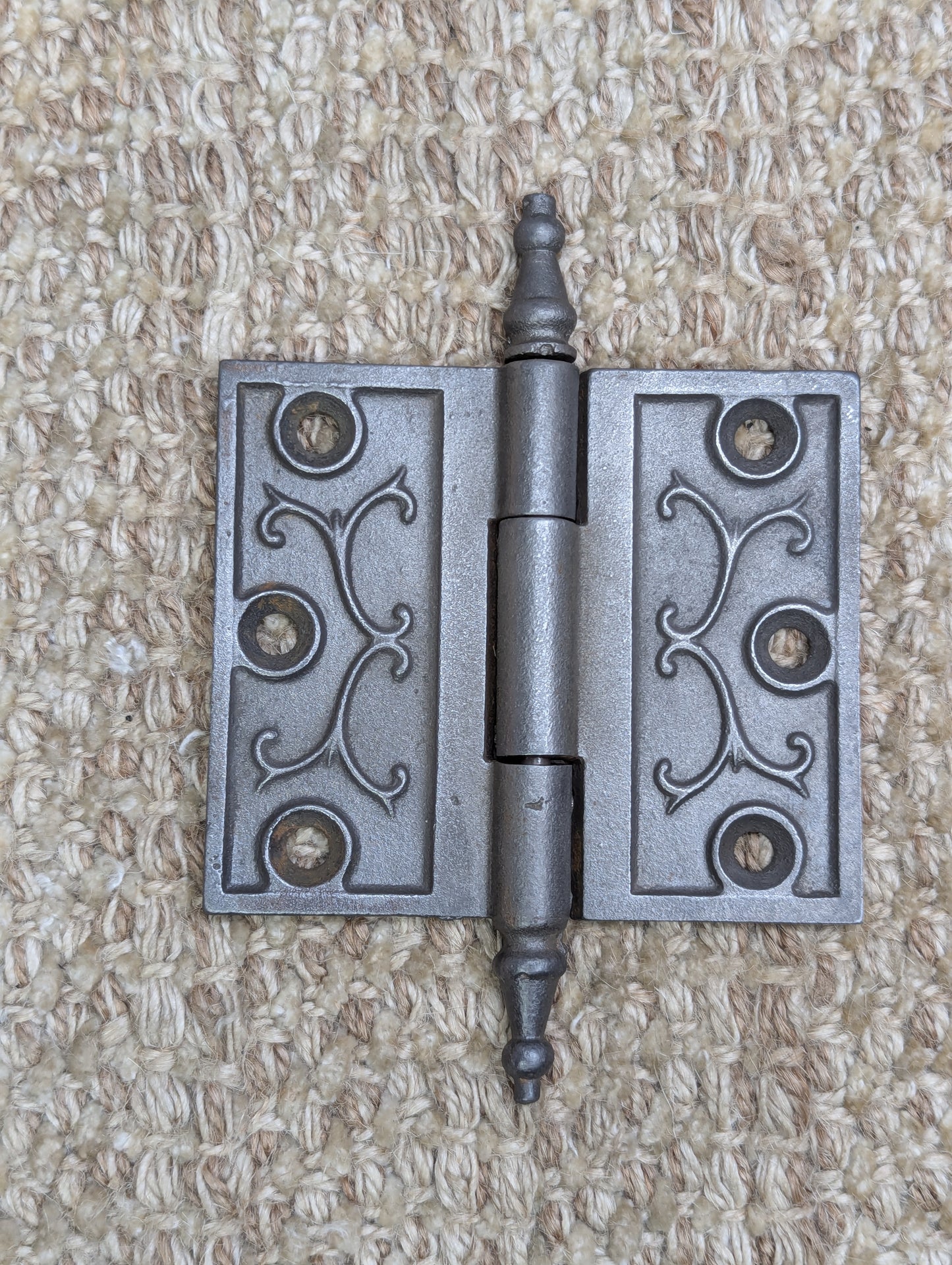 3 1/2" x 3" Antique Decorative Cast Iron Steeple Tip Hinge