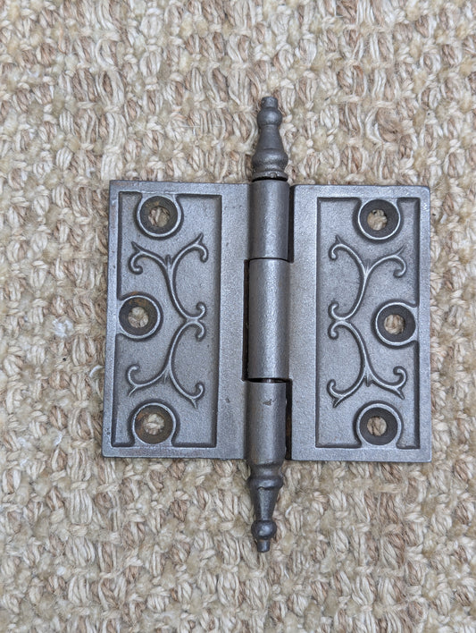 3 1/2" x 3" Antique Decorative Cast Iron Steeple Tip Hinge